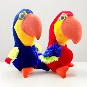 Vintage Toucan Plush Pair Superior Toy Novelty Made in Korea Retro Kitsch
